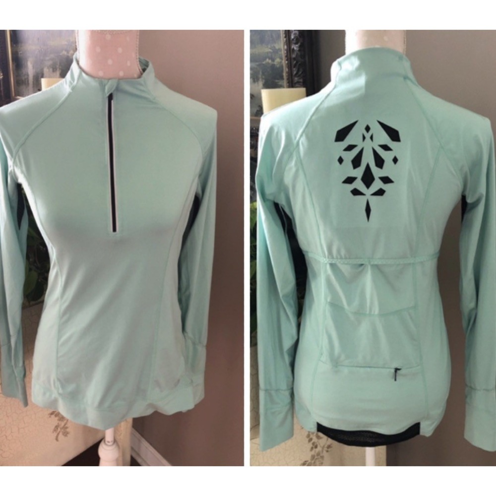 Women Cycling Jersey Long Sleeve Biking Running Motorcycle Mint Green Size M